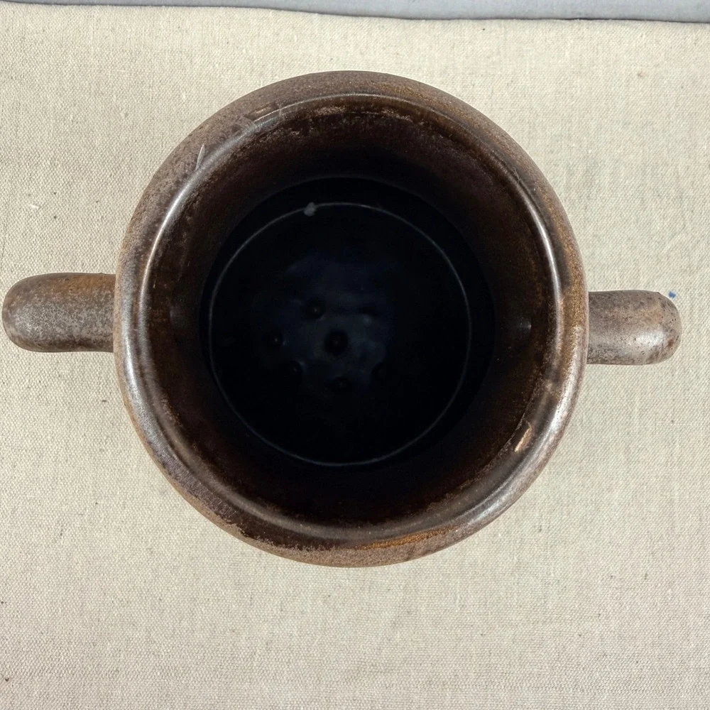 Vintage West German Pottery Vase Beehive Shape Brown Fat Lava Glaze 8